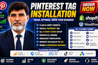 install, fix pinterest tag for conversion tracking, claim your website