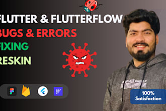 fix flutter bugs, reskin and develop flutter, flutterflow, android, IOS app
