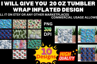 give you a 20oz tumbler wrap inflated design 10 numbers
