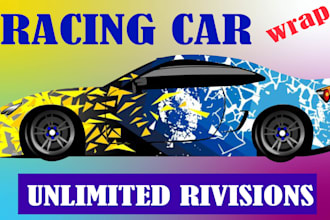 design racing car wrap, creative car wrap, itasha wrap