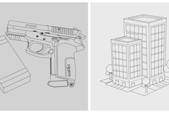 draw vector line art of your image and technical drawings