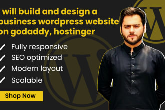 build and design business wordpress website on godaddy hostinger