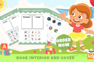 design custom children worksheets, activity book for kdp and etsy