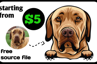 draw your cat, dog, pet animal in amazing vector portrait