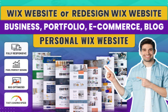 design or redesign, business, portfolio, ecommerce, blog, personal, wix website