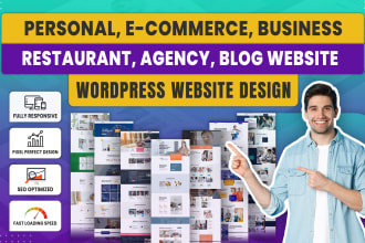design personal, ecommerce, business, restaurant, agency, blog wordpress website