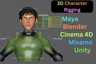 do 3d character rigging in cinema 4d , maya and blender