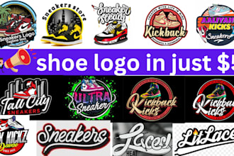 design a premium shoe brand or a sneaker store, footwear and a shoe vector logo