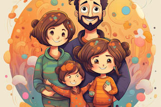 draw  a cute and colorful family portrait