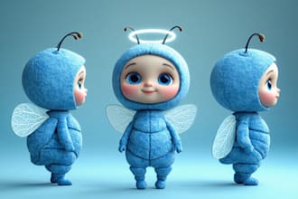 create chibi cute cartoon 3d character model and animation
