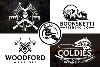create modern, outdoor, fishing, hunting and deer logo