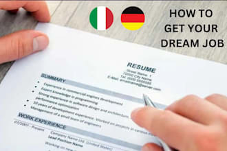 create a professional german or italian CV resume for your job application