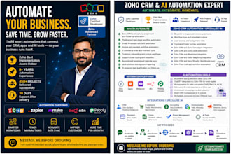 automate your business using zoho CRM, zapier, make com, zoho flow and ai