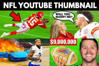 design youtube thumbnail for nfl or rugby channel