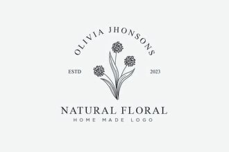 do hand drawn botanical line art boho logo design