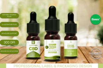 design cbd, hemp, bottle, product label, and box packaging
