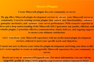 create minecraft plugins for your community or server