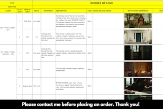 create a shot list with frames of reference for your script