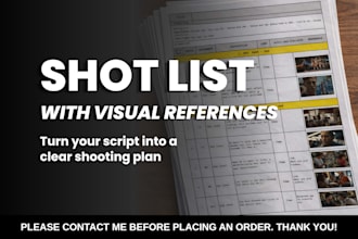 create a shot list with visual references