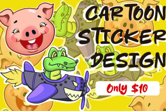 design amazing cartoon sticker illustration