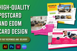 design eddm, postcard, direct mail, rack card and in adobe or canva