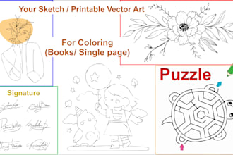 create a line art, product outline, illustrations in 4 hours