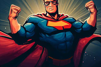 drawing custom superhero character in action