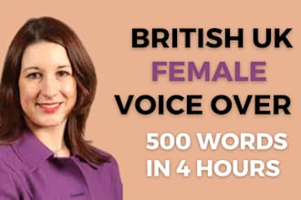 record a natural young british female voice over today