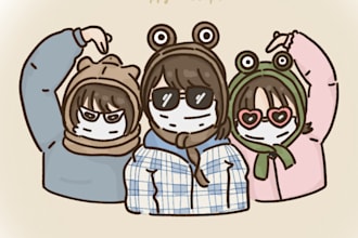 draw a super cute group portrait