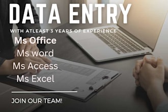 do any type of work, project on microsoft office word, excel