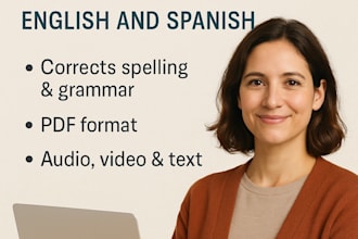 transcript images in es or eng, audios and videos in es