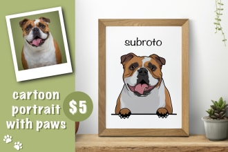 draw cartoon illustration portrait with paws for your pet