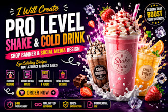 professional shake shop banner and social media post