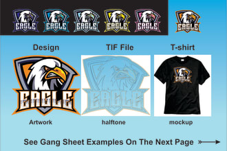 design halftone artworks, make gang sheet for dtf printing