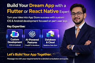 build your custom mobile app using react native expo or flutter