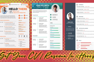 design a professional cv design or modern resume design
