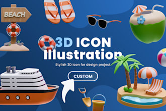 custom 3d icon design for apps and website