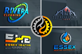do plumbing heating oil gas real estate cleaning air and construction logo