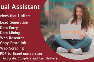 do data entry, lead generation, web research, copy paste, pdf to excel