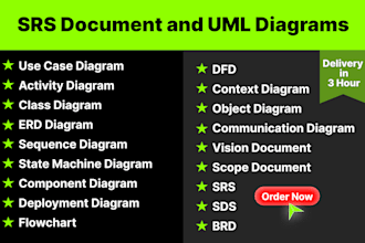 do srs document, uml diagram like usecase, class, erd, dfd, state, sequence, etc