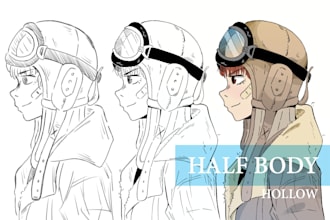draw half body character in my anime style