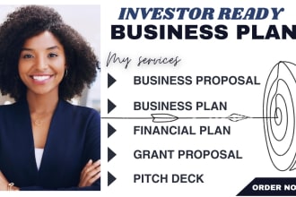 write an investor ready business plan, grants, proposal and financial plan