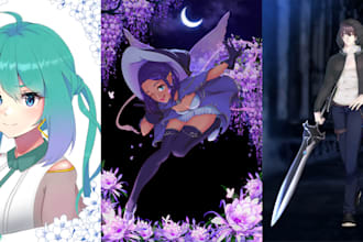 draw anime art, oc, vtuber, semi realistic, portrait etc