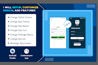 reskin, rebrand, modify your codecanyon android apps