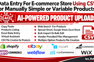 data entry to your ecommerce store product listing via CSV file or manually