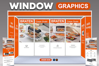 design amazing window graphics, shopfront, decal  signage , or storefront