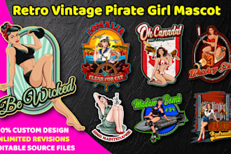 design retro vintage pinup logo design within 24 hours
