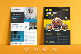 make professional minimalist business, real estate, restaurant and event flyers