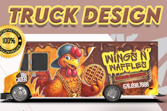design amazing food truck wrap, truck wrap, vehicle warp