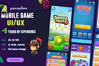 design stunning, professional game UI for mobile, pc games